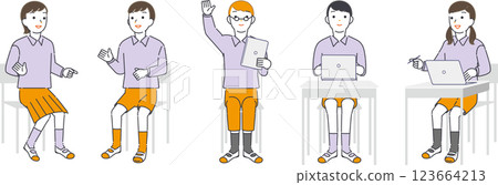 Children having a group discussion 123664213