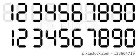 7-segment digital numbers, black 7-segment digital numbers, black 123664719