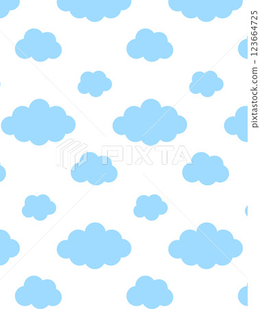 Blue clouds on white background. Vector pattern in flat style Blue clouds on white background. Vector pattern in flat style 123664725
