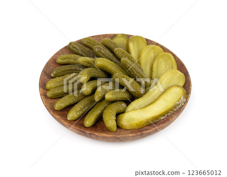Pickled sliced cucumbers, fermented food, marinated canned vegetables, gherkins, pickles Pickled sliced cucumbers, fermented food, marinated canned vegetables, gherkins, pickles 123665012