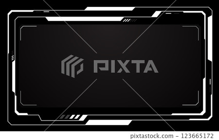 HUD frames white grey user interface elements design modern technology futuristic control panel screen digital hologram window gaming menu touching cyber monitor set on black background vector 123665172