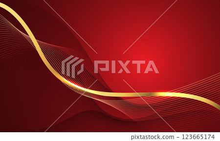 Abstract gold line ribbon curve overlap on red fabric wave design modern luxury elegant background vector Abstract gold line ribbon curve overlap on red fabric wave design modern luxury elegant background vector 123665174