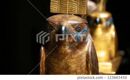 Statue of the falcon-clad god Soped (foreground) and the falcon-clad god Gemehes (back) 123665450