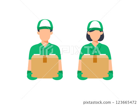 Delivery man icon carrying luggage Delivery man icon carrying luggage 123665472