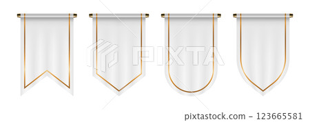Isolated mockups of vertical medieval flags. Vector illustration 123665581