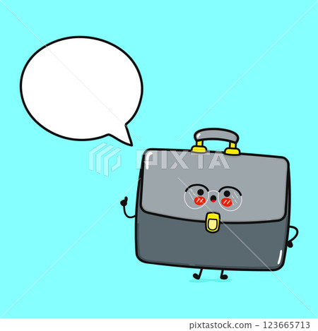 Smart Briefcase Cartoon with Glasses and Speech Bubble. Editable Text Smart Briefcase Cartoon with Glasses and Speech Bubble. Editable Text 123665713
