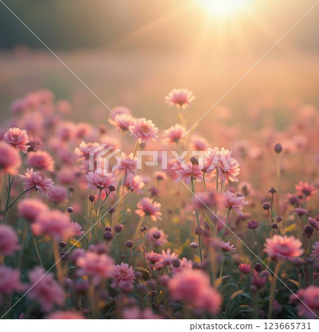 A Vibrant Symphony of Pastel Blossoms at Sunrise A Vibrant Symphony of Pastel Blossoms at Sunrise 123665731