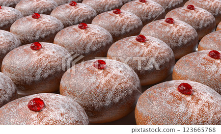 Traditional Jewish Donuts Sufganiyah for Hanukkah Traditional Jewish Donuts Sufganiyah for Hanukkah 123665768