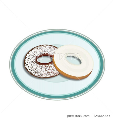 Illustration of a donut on a plate Illustration of a donut on a plate 123665833