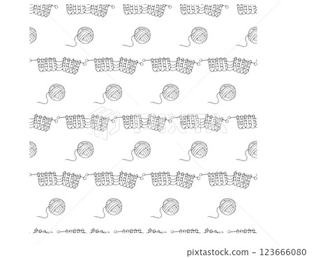 Knitting and accessories. Doodle style. Vector illustration. Seamless pattern. 123666080