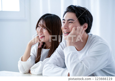 Smiling men and women standing side by side Smiling men and women standing side by side 123666119