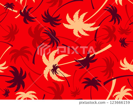Palm trees seamless pattern. Summer time, wallpaper with tropical palm trees pattern. Design for printing t-shirts, banners and promotional items. Vector illustration 123666159