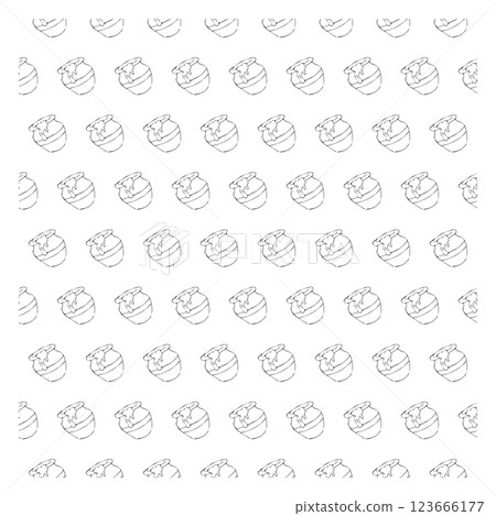 Ball of thread. Skein of yarn. Knitting and knitting accessories. Doodle style. Vector illustration. Seamless pattern. 123666177