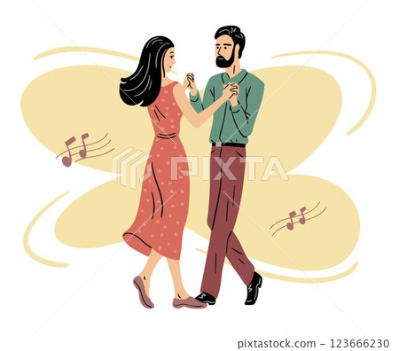 Young beautiful couple dancing Young beautiful couple dancing 123666230