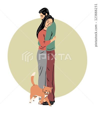 Young couple hugging on white background Young couple hugging on white background 123666231