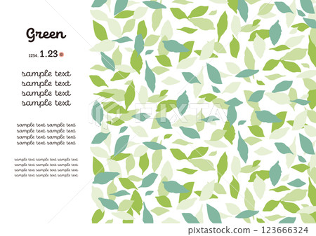 Green leaf template horizontal_lots of decoration on left margin 123666324