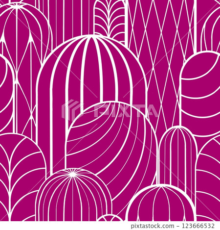 Seamless pattern of lines in the shape of a cactus on a colored background. Endless line ornament Seamless pattern of lines in the shape of a cactus on a colored background. Endless line ornament 123666532