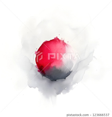Modern red and white watercolor sphere with subtle shadow Modern red and white watercolor sphere with subtle shadow 123666537