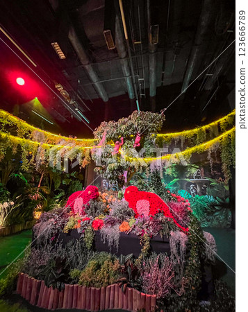 compositions and figures made of flowers at an exhibition in the pavilion in Tel Aviv in Israel 123666789