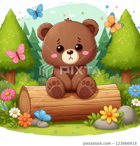 Teddy bear waving his paw and the inscription Good Morning. Illustration design for fashion graphics and prints on t-shirts. Teddy bear waving his paw and the inscription Good Morning. Illustration design for fashion graphics and prints on t-shirts. 123666918