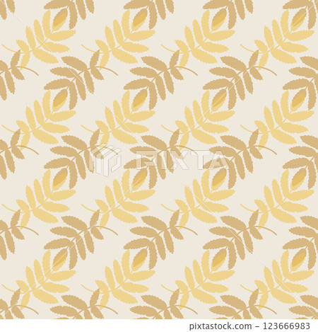 Pattern with yellow rowan leaves silhouette 123666983