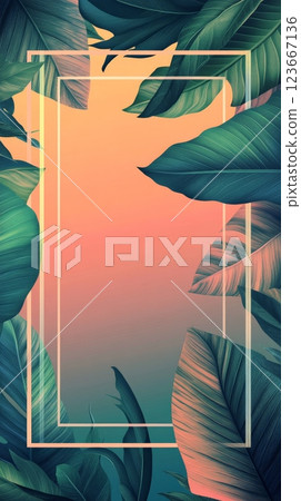 Tropical Leaf Background with Frame. 123667136