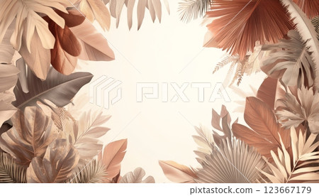 Tropical Leaf Frame with White Background. 123667179