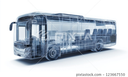 Transparent view of a modern bus technology and interior design features 123667550