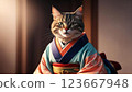 穿著和服的日本貓 123667948