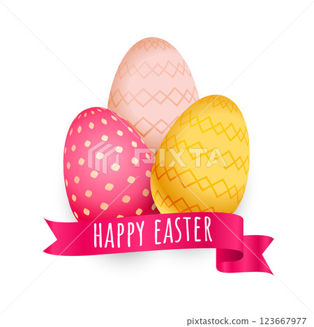 colorful easter eggs with ribbon background colorful easter eggs with ribbon background 123667977