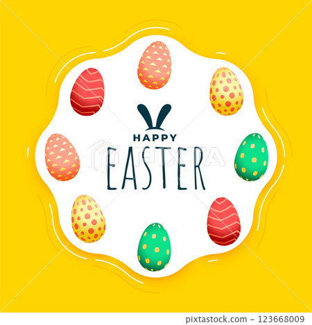 happy easter festival greeting with colorful eggs happy easter festival greeting with colorful eggs 123668009