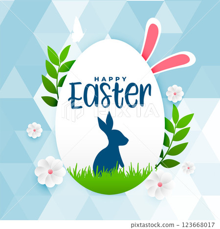 easter day greeting with leaves and flowers easter day greeting with leaves and flowers 123668017