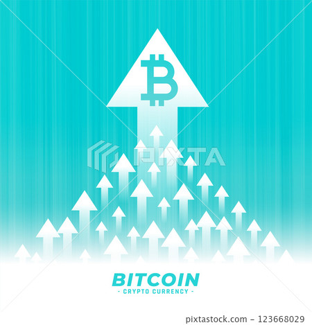 upward growth of bitcoin concept design with arrow upward growth of bitcoin concept design with arrow 123668029