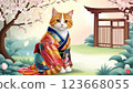 穿著和服的日本貓 123668055