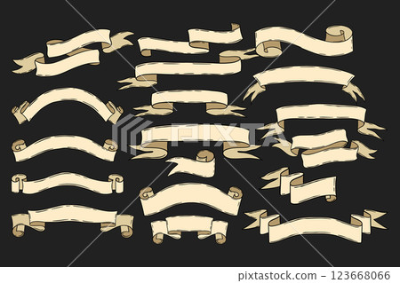 Vintage Scroll Banners Set For Classic Decorative Labels And Design Projects 123668066