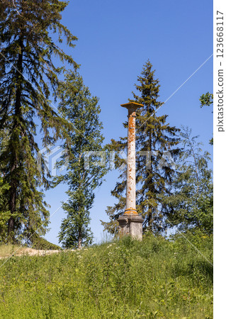 The column of two emperors is a greenish-gray marble column, Vyborg 123668117