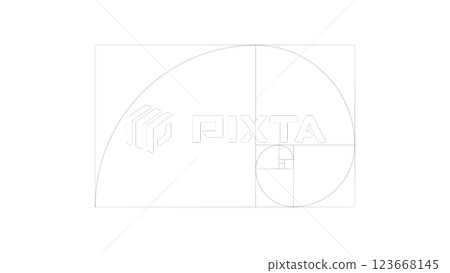 Line art depiction of the golden spiral, illustrating elegant proportions 123668145