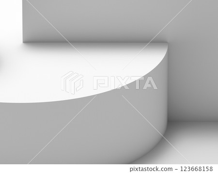 A minimalist abstract composition showcasing smooth white surfaces, 3d art A minimalist abstract composition showcasing smooth white surfaces, 3d art 123668158