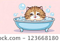 可愛的貓咪在浴缸裡玩耍 123668180