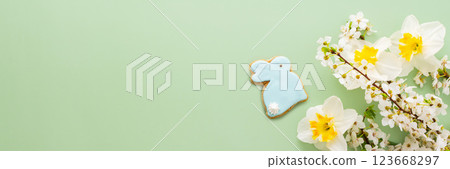 Spring flowers and Easter eggs and bunnies Spring flowers and Easter eggs and bunnies 123668297