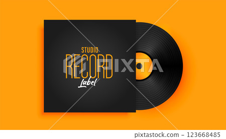 realistic music record label disk mockup 123668485