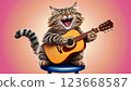 棕色虎斑貓彈吉他 123668587