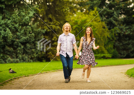 Happy couple playing in park 123669025