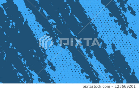 Blue abstract grunge background with halftone style 123669201