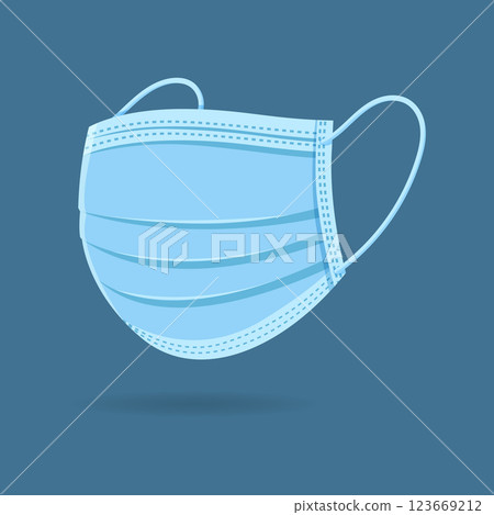 Vector illustration of surgical medical mask flat design on blue background Vector illustration of surgical medical mask flat design on blue background 123669212