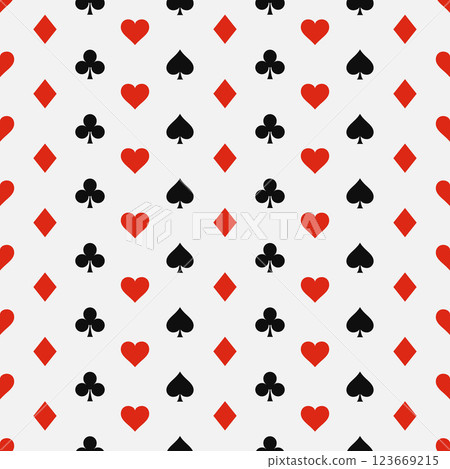 Seamless pattern with card suits hearts 123669215