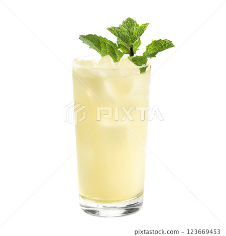 Fog Cutter cocktail with mint sprig garnish transparent PNG isolated background. Mixology, bar menu, colorful vibrant refreshing drink in highball glass Fog Cutter cocktail with mint sprig garnish transparent PNG isolated background. Mixology, bar menu, colorful vibrant refreshing drink in highball glass 123669453
