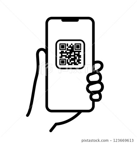 Illustrated QR code for electronic payment on smartphone Illustrated QR code for electronic payment on smartphone 123669613