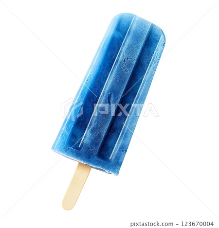 Blue raspberry popsicle ice cream transparent PNG, isolated background. Colorful classic summer flavour, parlour shop menu dessert 123670004