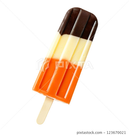Orange White Brown Halloween popsicle ice cream transparent PNG, isolated background. Colorful classic summer flavour, parlour shop menu dessert 123670021